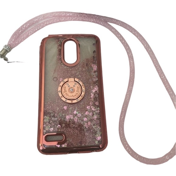 Sparkling Pink LG Stylo 3 Phone Case With Silver Back Stand - Picture 1 of 9